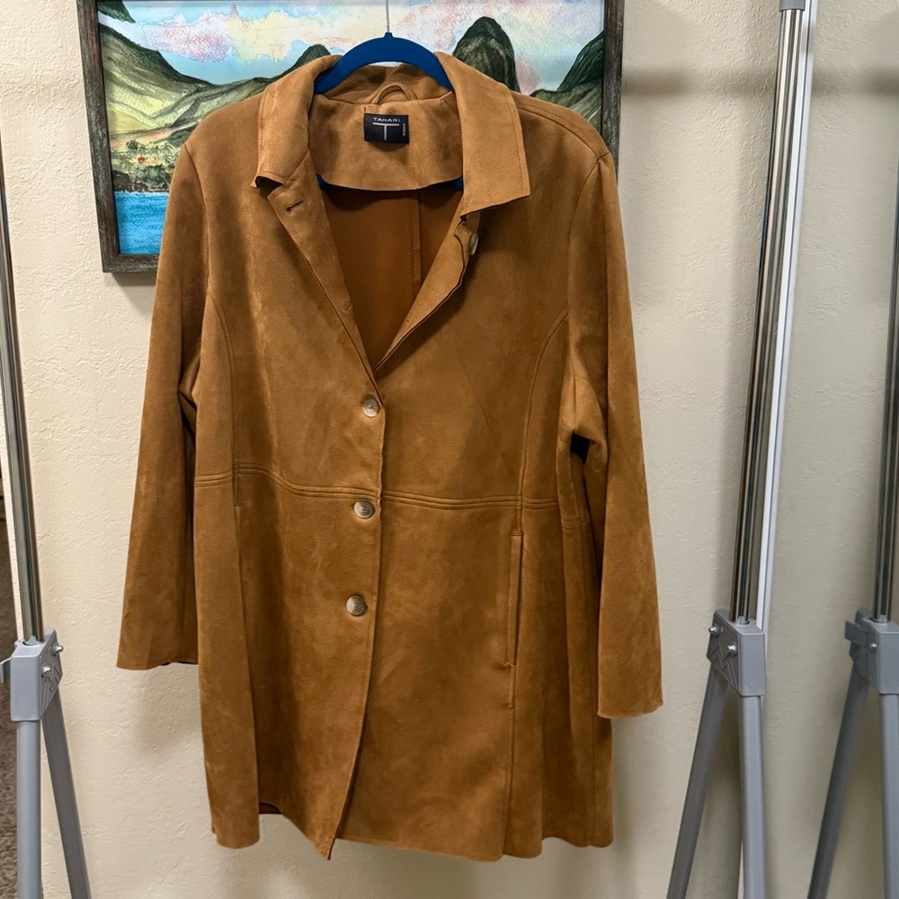 Tahari Brown Suede Trench Coat